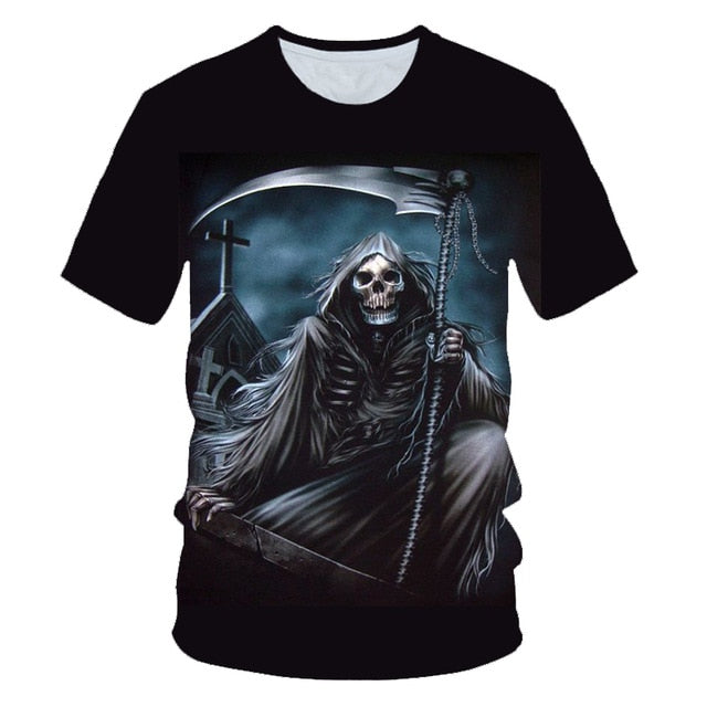 Funny Skull Motorbike 3D T Shirt Summer Hipster Short Sleeve Tee Tops Men/Women Print T-Shirts Casual Homme Short Sleeve Top