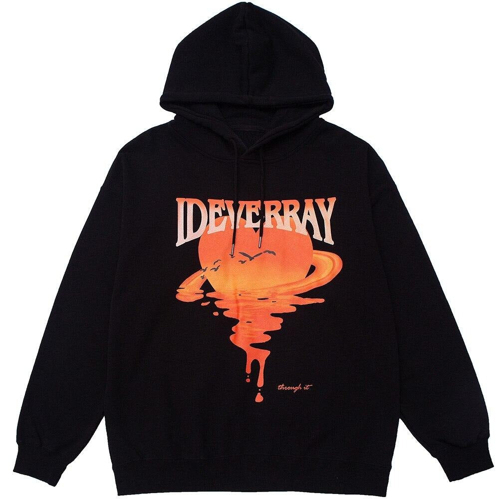 Hoodie Men Harajuku Gradient Letter Print Hooded Sweatshirt Couple Fashion High Street Loose Pullover Winter Streetwear