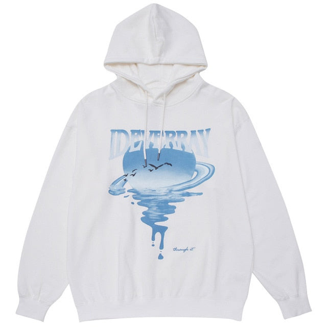 Hoodie Men Harajuku Gradient Letter Print Hooded Sweatshirt Couple Fashion High Street Loose Pullover Winter Streetwear